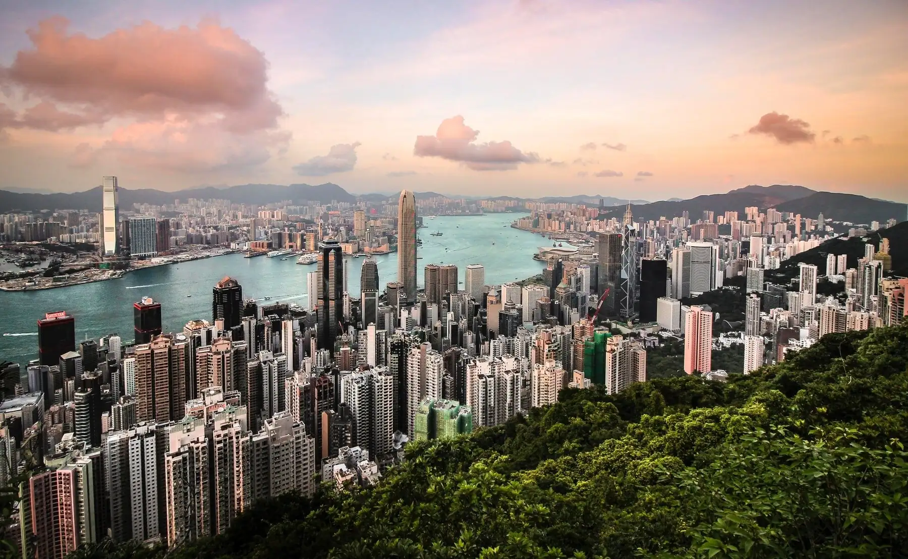 Hong Kong skyline and Victoria Harbour viewed from Victoria Peak