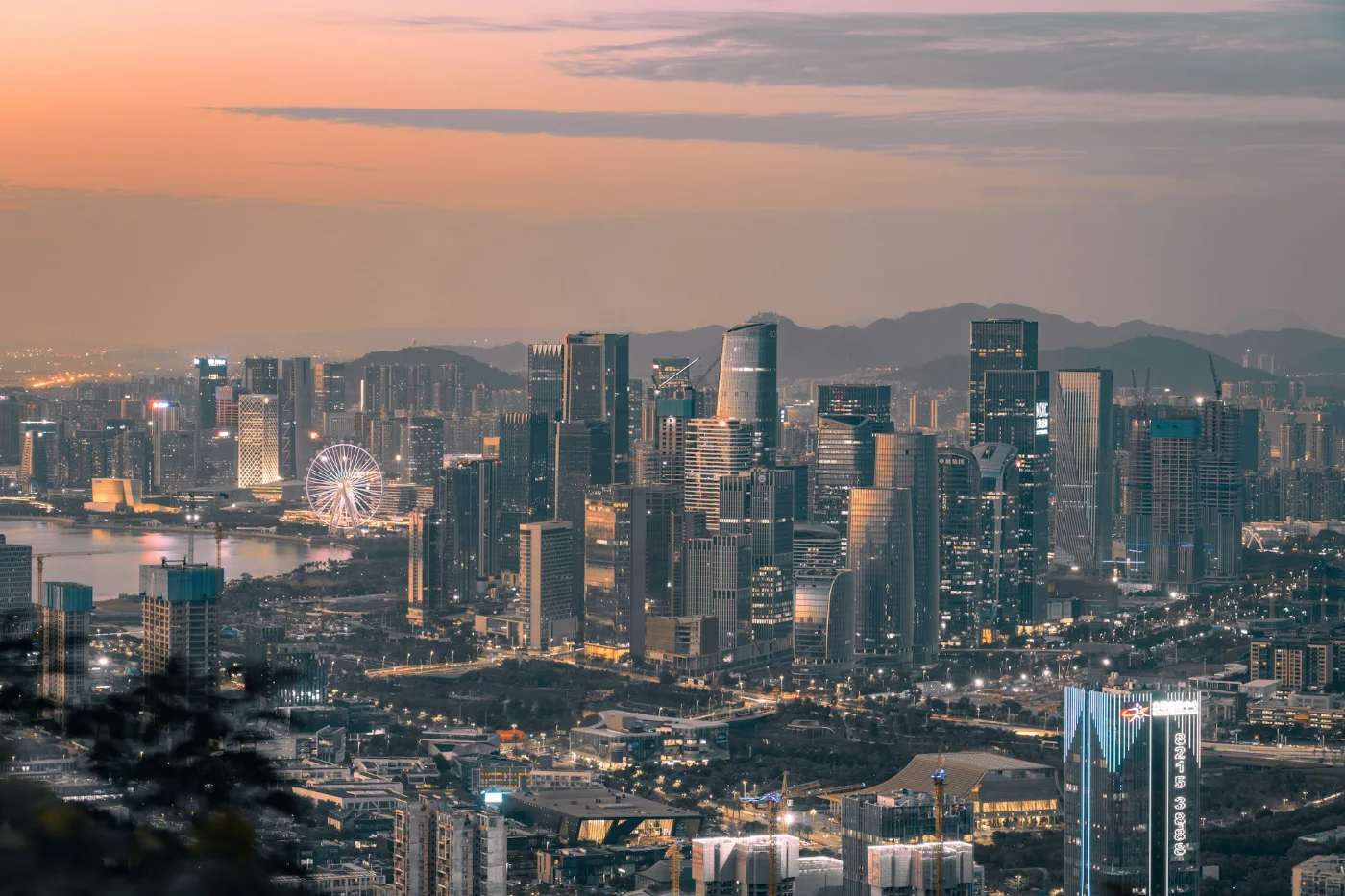Shenzhen skyline at dusk, a hub for foreign investment into mainland China